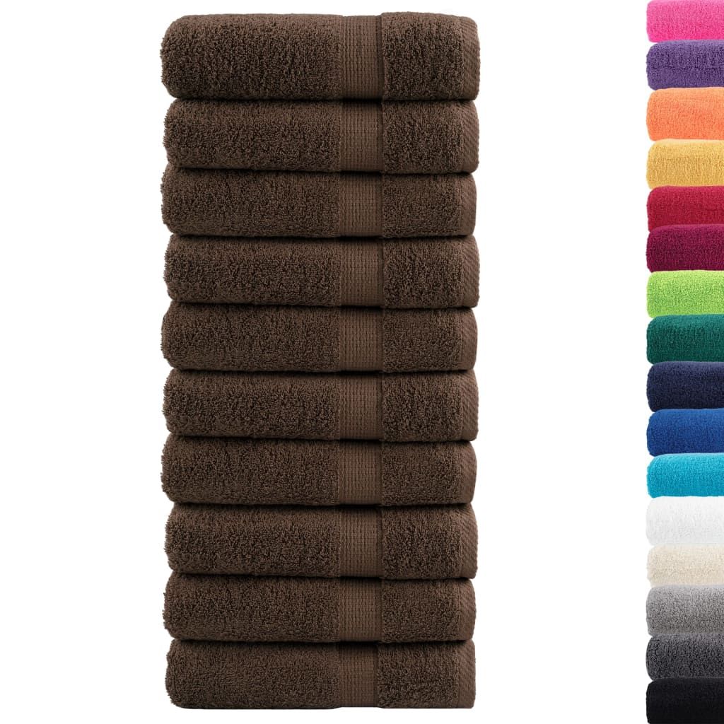 Asciugamani Premium SOLUND 10 pz Marrone 50x100 cm 600 g/m² vidaXL