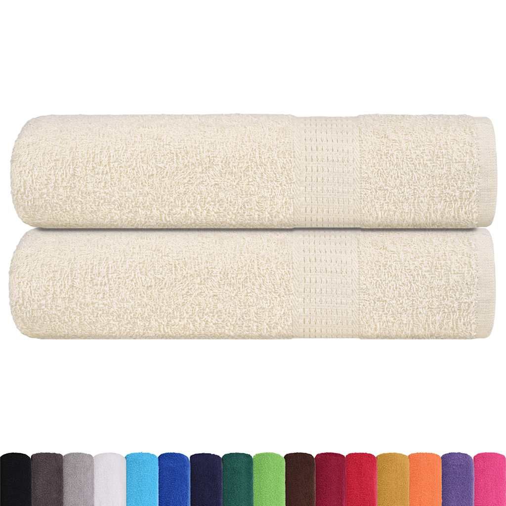 Asciugamani da bagno FROGN 2 pz Crema 100x150 cm 360 g/m² vidaXL