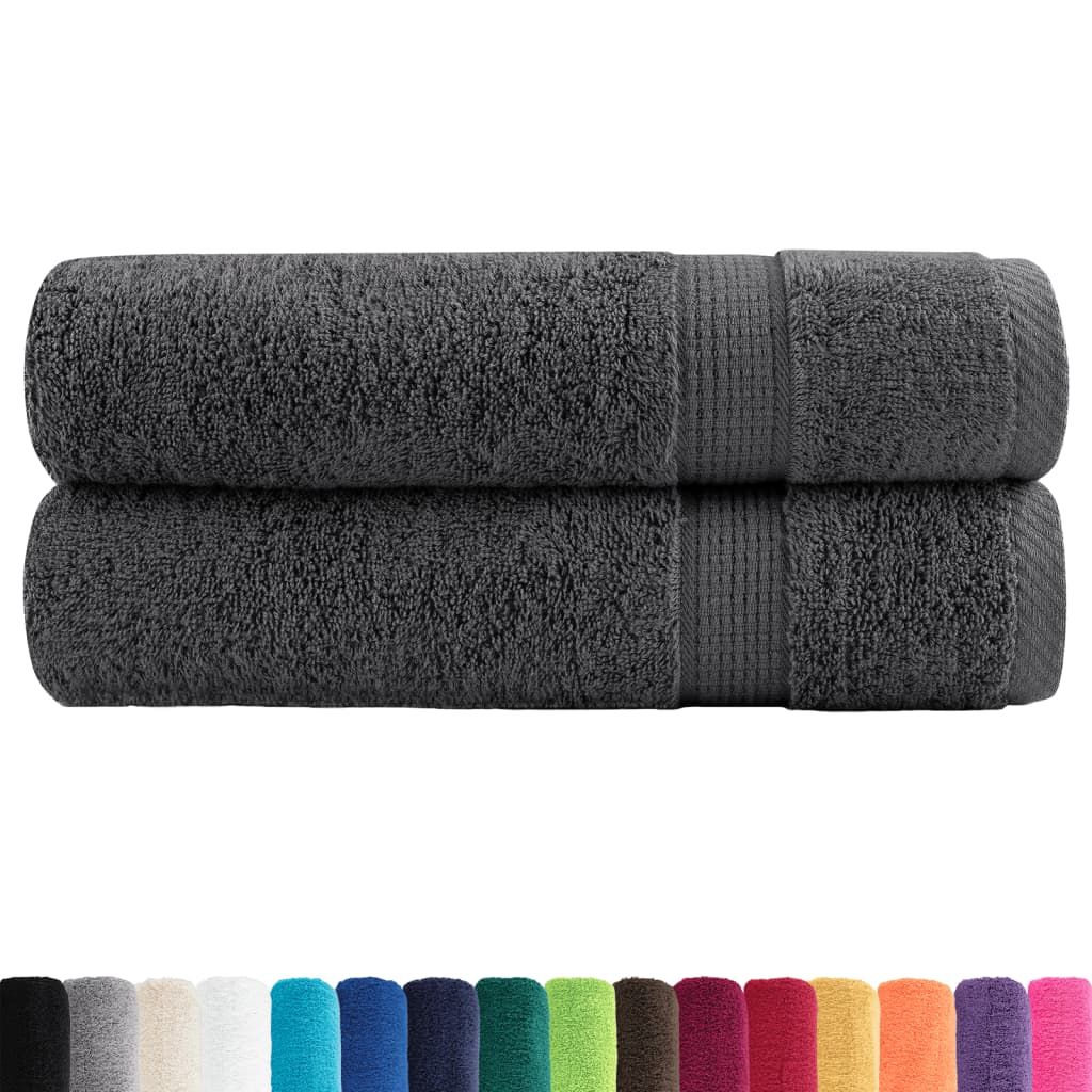 Asciugamani da bagno Premium SOLUND 2 pz Antracite 100x150 cm 600 g/m² vidaXL