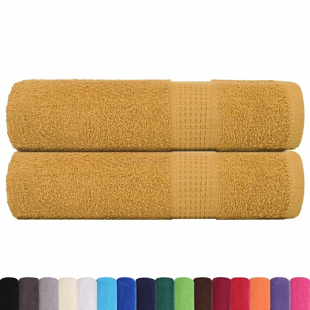 Asciugamani da doccia FROGN 2 pz Oro 70x140 cm 360 g/m² vidaXL