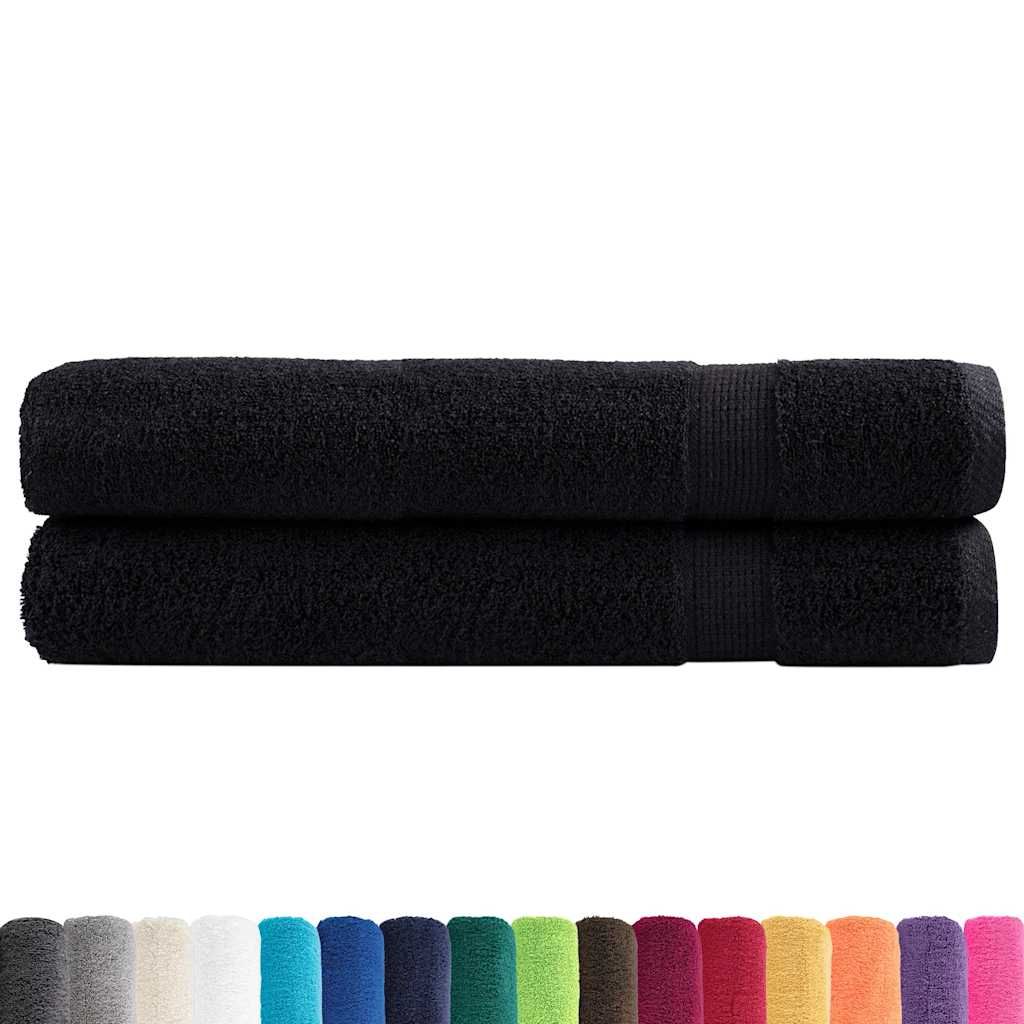 Asciugamani SOLUND 2 pz Neri 100x200 cm 600 g/m² vidaXL