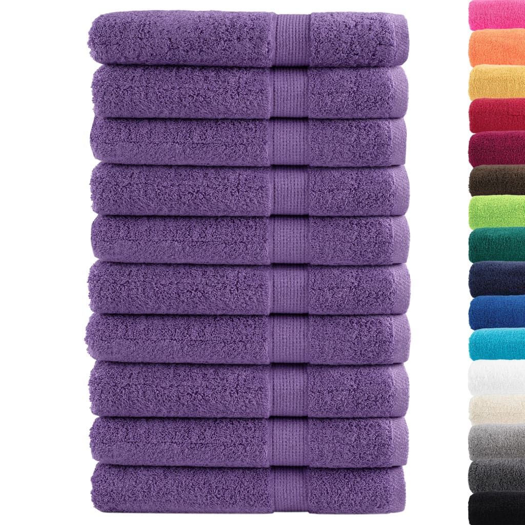 Asciugamani Premium SOLUND 10 pz Viola 100x200 cm 600 g/m² vidaXL