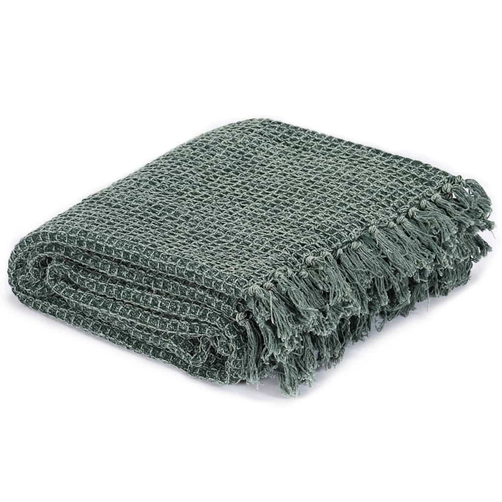 Copriletto in Cotone 160x210 cm Verde Scuro vidaXL