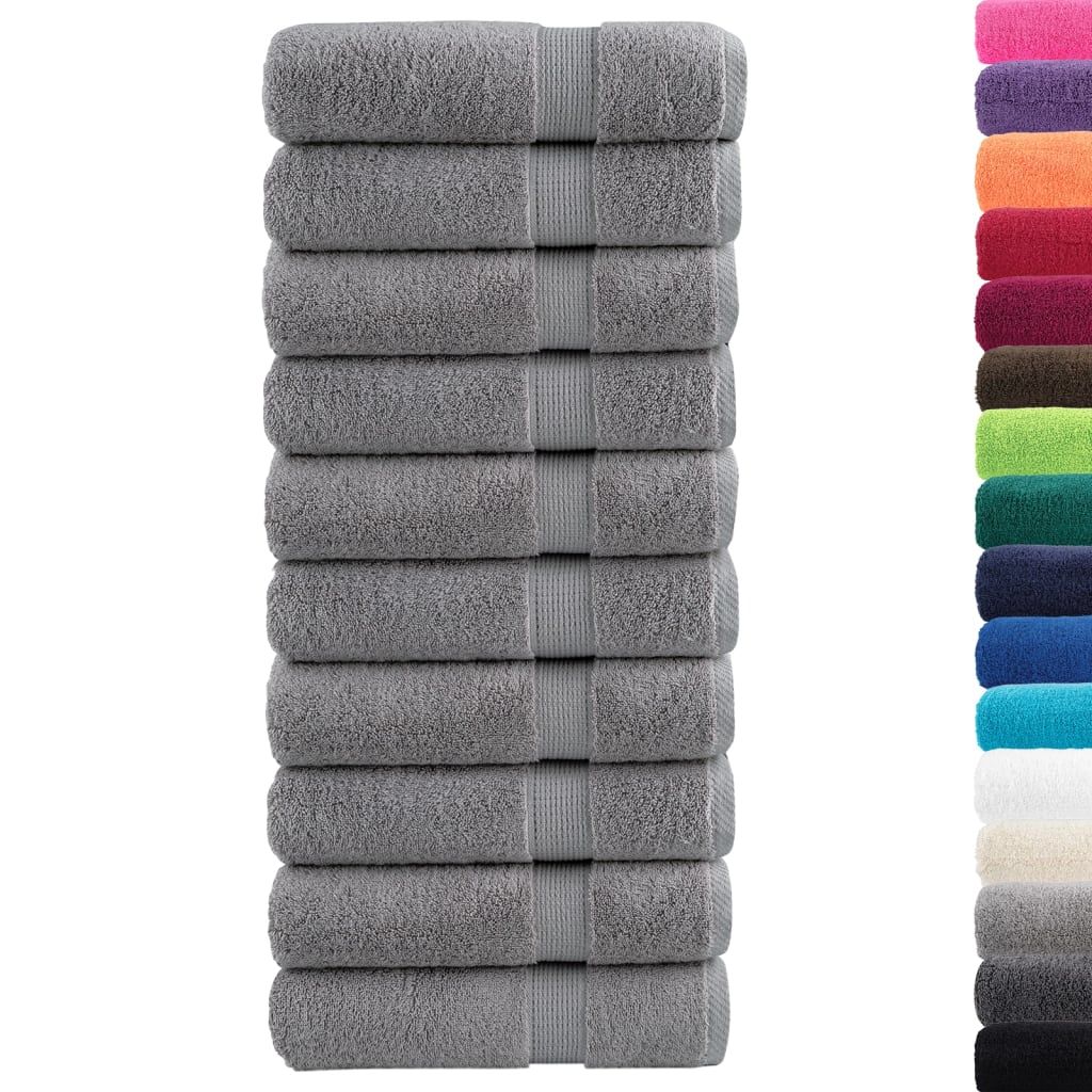 Asciugamani da bagno Premium SOLUND 10 pz Grigio 100x150 cm 600 g/m² vidaXL