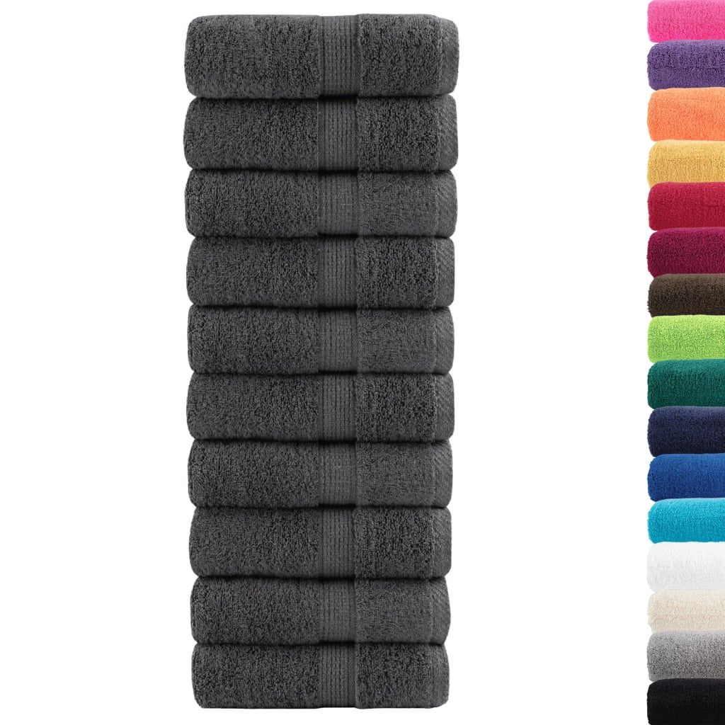 Asciugamani Premium SOLUND 10 pz Antracite 30x30 cm 600 g/m² vidaXL