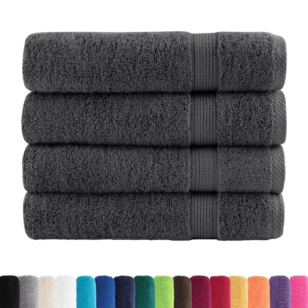 Asciugamani da bagno Premium SOLUND 4 pz Antracite 100x150 cm 600 g/m² vidaXL