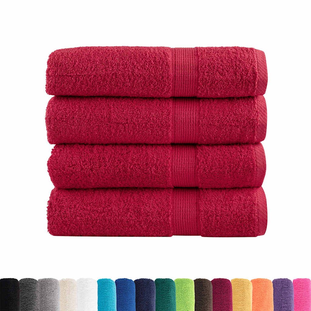 Asciugamani da bagno Premium SOLUND 4 pezzi Rosso 100x150 cm 600 g/m² vidaXL