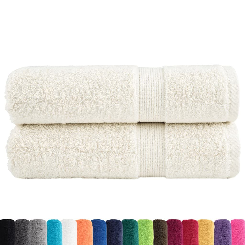 Asciugamani da Doccia SOLUND 2 pz Crema 70x140 cm 600 g/m² vidaXL
