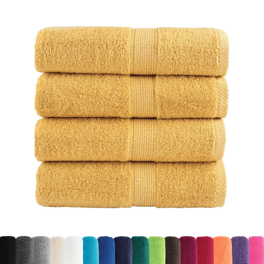 Asciugamani per ospiti Premium SOLUND 4 pz Oro 30x50 cm 600 g/m² vidaXL