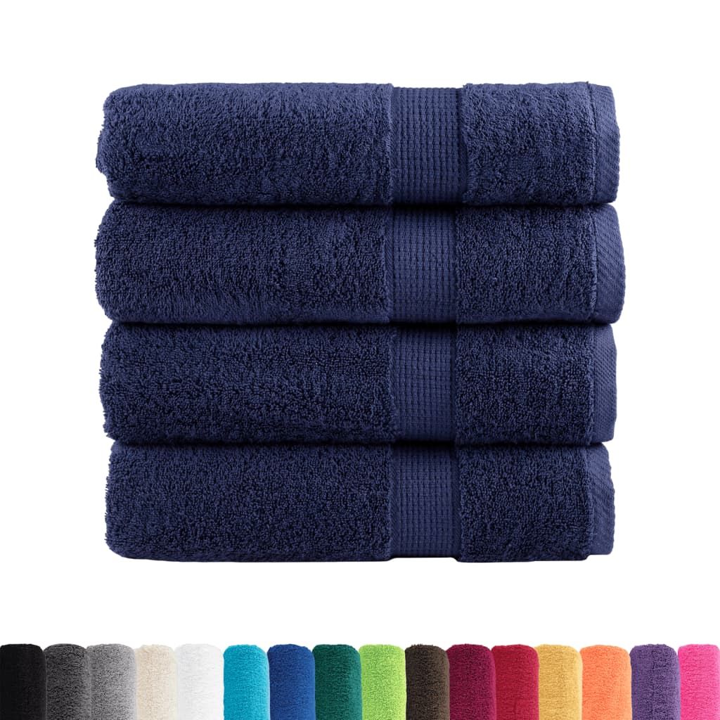 Asciugamani da bagno Premium SOLUND 4 pz Blu navy 100x150 cm 600 g/m² vidaXL