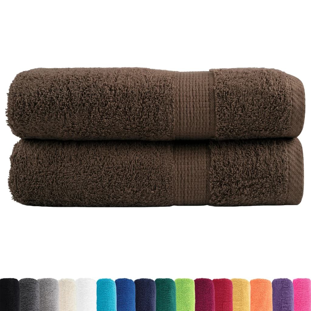 Asciugamani da bagno Premium SOLUND 2 pz Marrone 100x150 cm 600 g/m² vidaXL