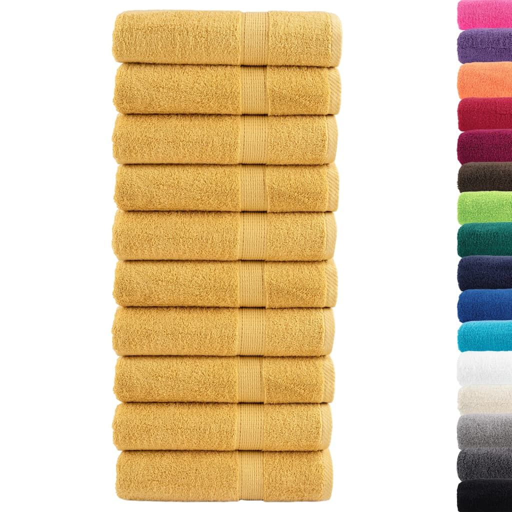 Asciugamani Premium SOLUND 10 pz Oro 50x100 cm 600 g/m² vidaXL