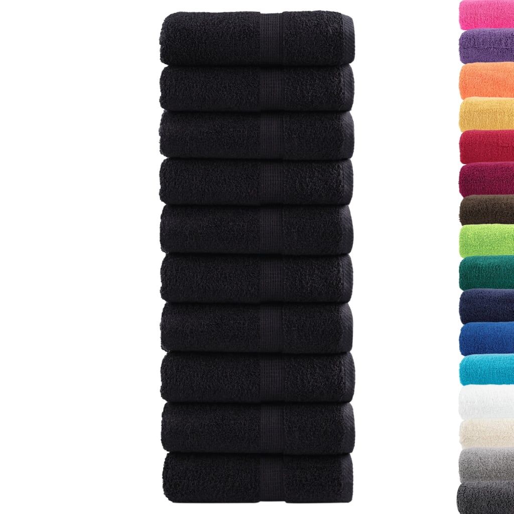 Asciugamani Premium SOLUND 10 pz Neri 30x30 cm 600 g/m² vidaXL