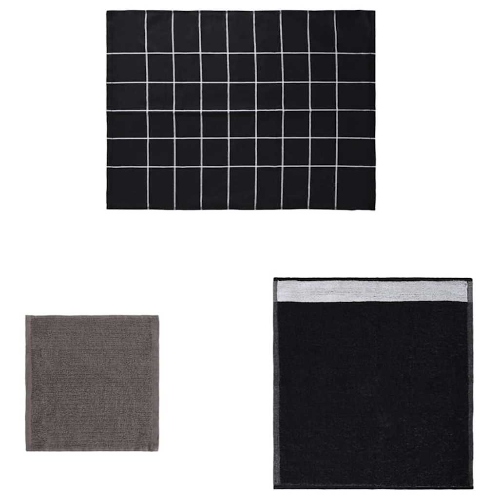 Set Strofinacci 12 pz in Cotone Nero vidaXL