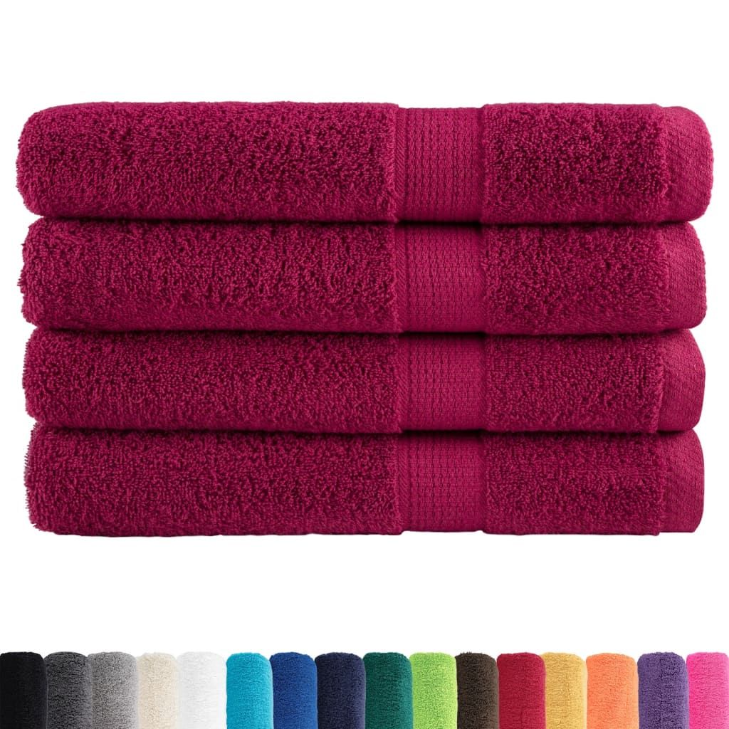 Asciugamani per sauna Premium SOLUND 4 pz Bordeaux 80x200 cm 600 g/m² vidaXL