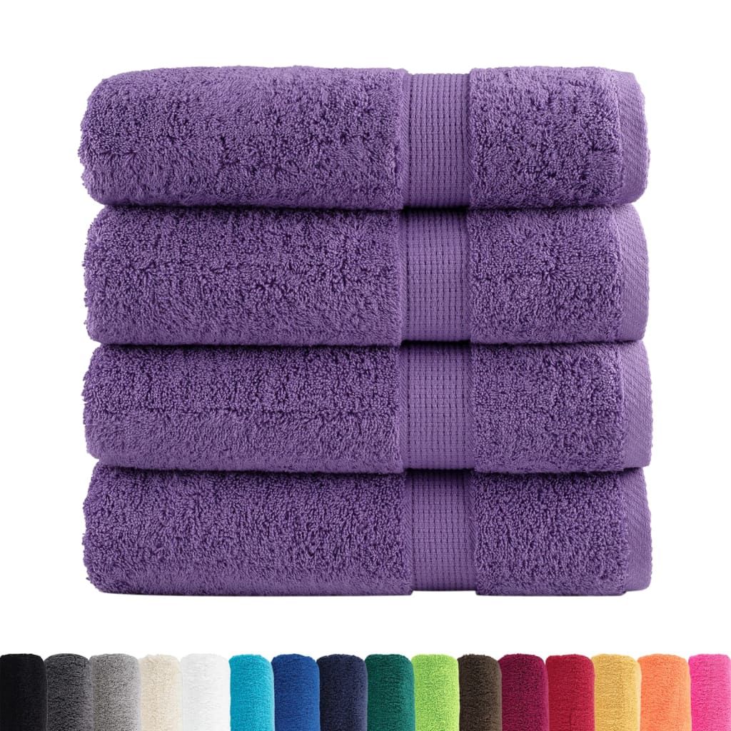 Asciugamani da bagno Premium SOLUND 4 pz Viola 100x150 cm 600 g/m² vidaXL