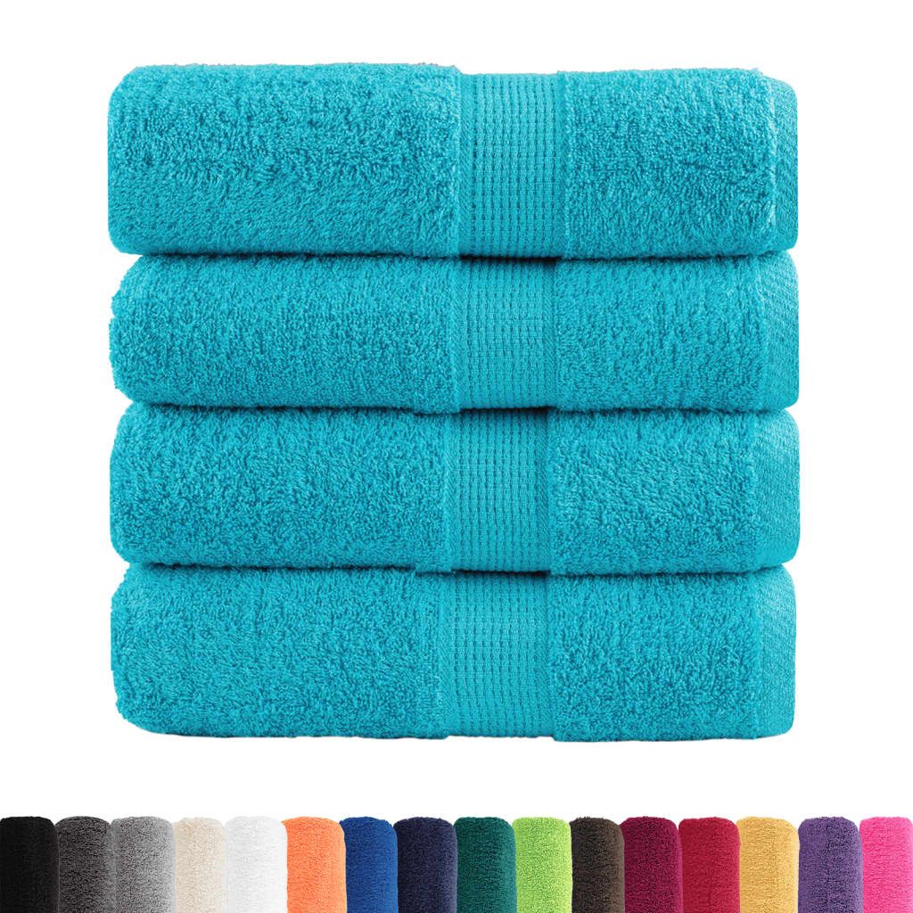 Asciugamani Ospiti SOLUND 4 pz Turchesi 30x50 cm 600 g/m² vidaXL