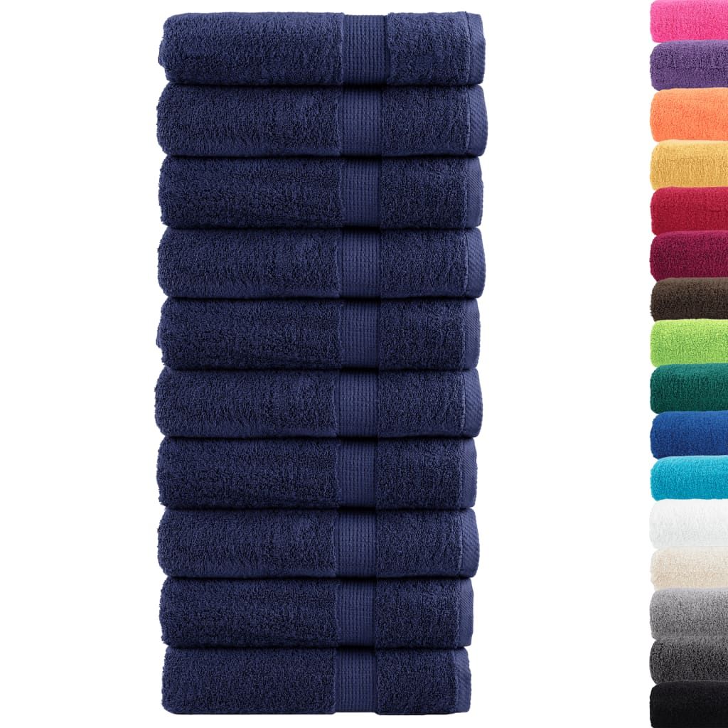 Asciugamani da bagno Premium SOLUND 10 pz Blu navy 100x150 cm 600 g/m² vidaXL