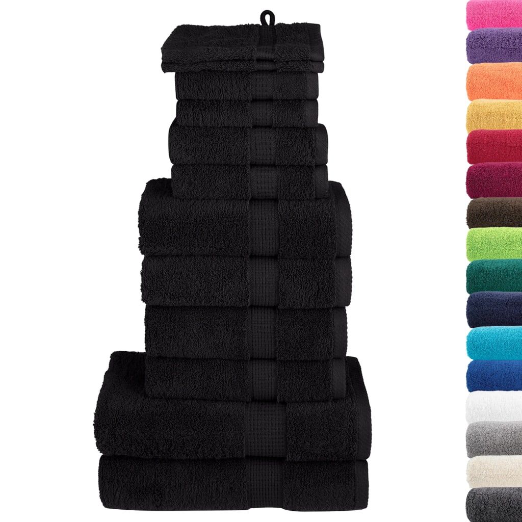 Set ASciugamani SOLUND 12 pz Neri 600 gsm vidaXL