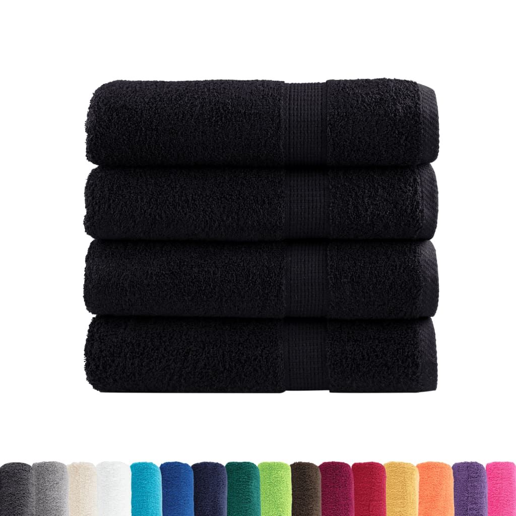 Asciugamani da bagno Premium SOLUND 4 pz Nero 100x150 cm 600 g/m² vidaXL