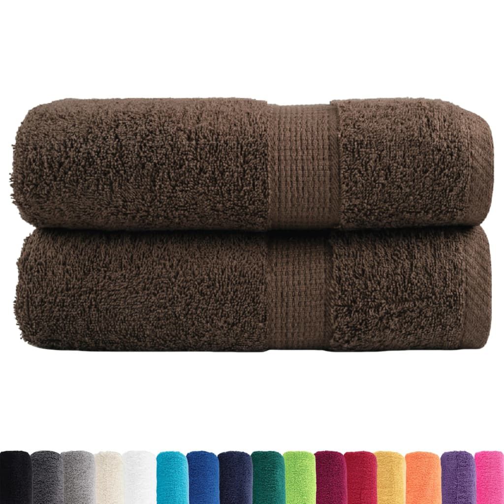 Asciugamani Premium SOLUND 2 pz Marrone 30x30 cm 600 g/m² vidaXL