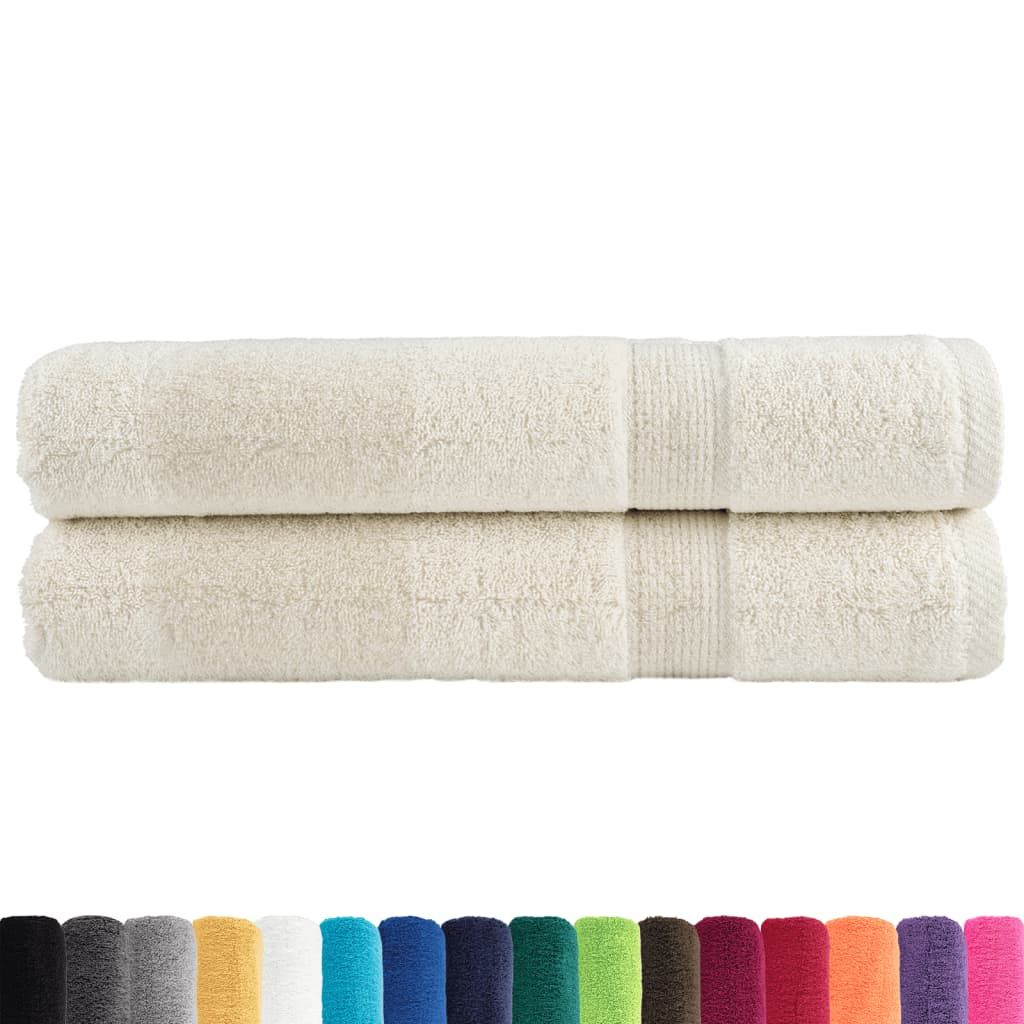 Asciugamani Premium SOLUND 2 pz Crema 100x200 cm 600 g/m² vidaXL