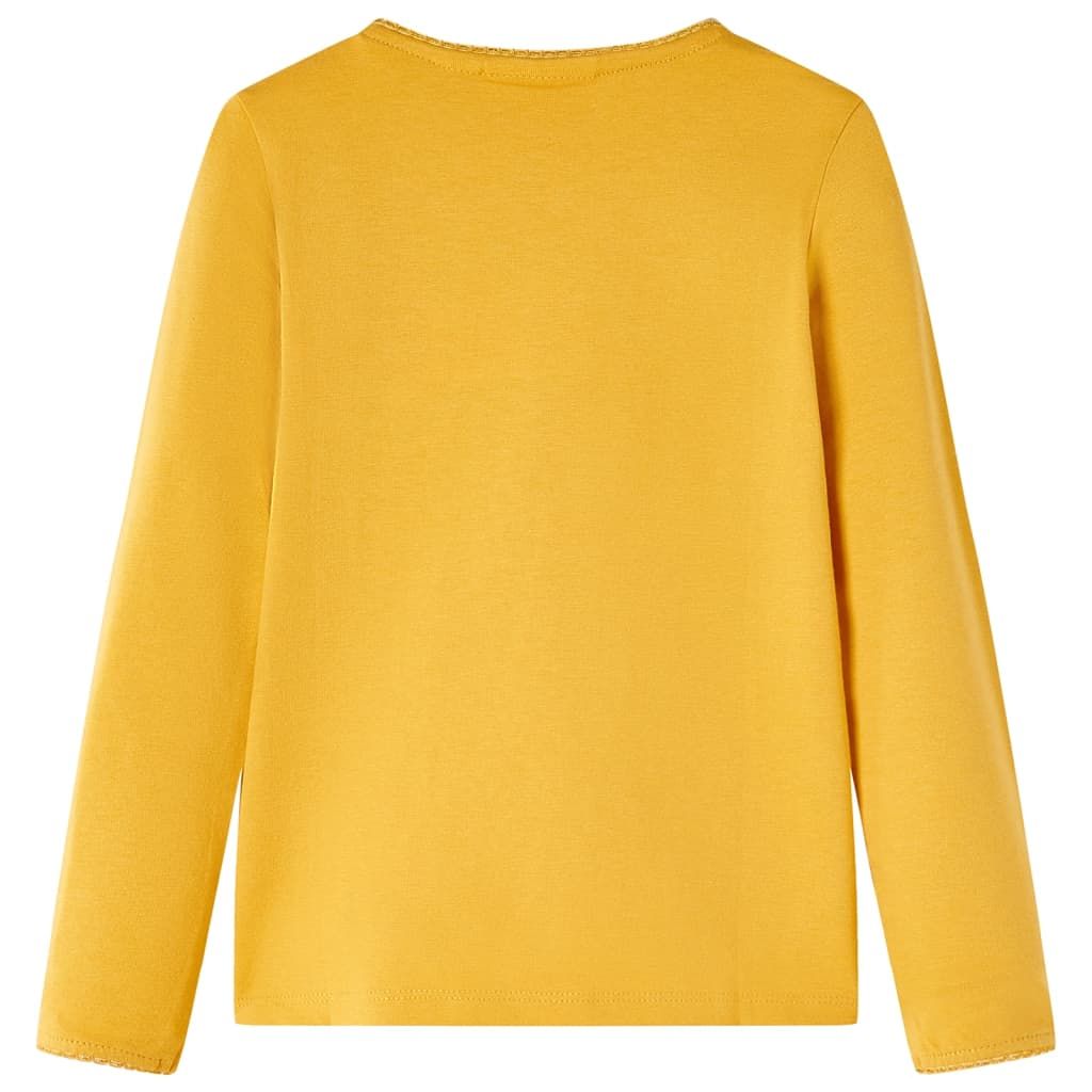 Maglietta per Bambini Maniche Lunghe Ocra Scuro 104 vidaXL