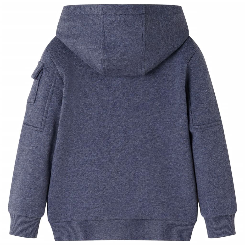 Felpa con Cappuccio e Cerniera per Bambini Blu Scuro Mélange 128 vidaXL