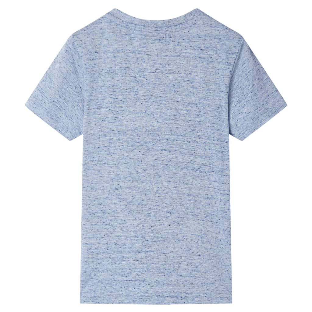 Maglietta da Bambino a Maniche Corte Blu Mélange 116 vidaXL