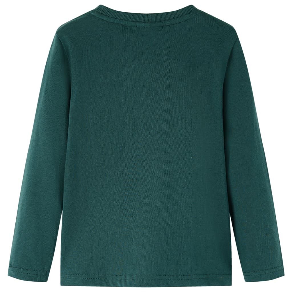 Maglietta da Bambino Maniche Lunghe Verde Scuro 116 vidaXL