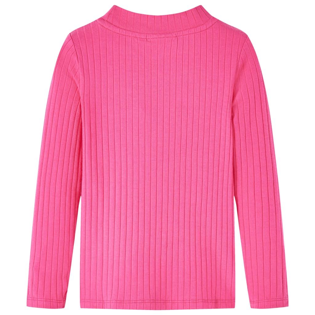 Maglietta da Bambina a Maniche Lunghe a Costine Fucsia 128 vidaXL