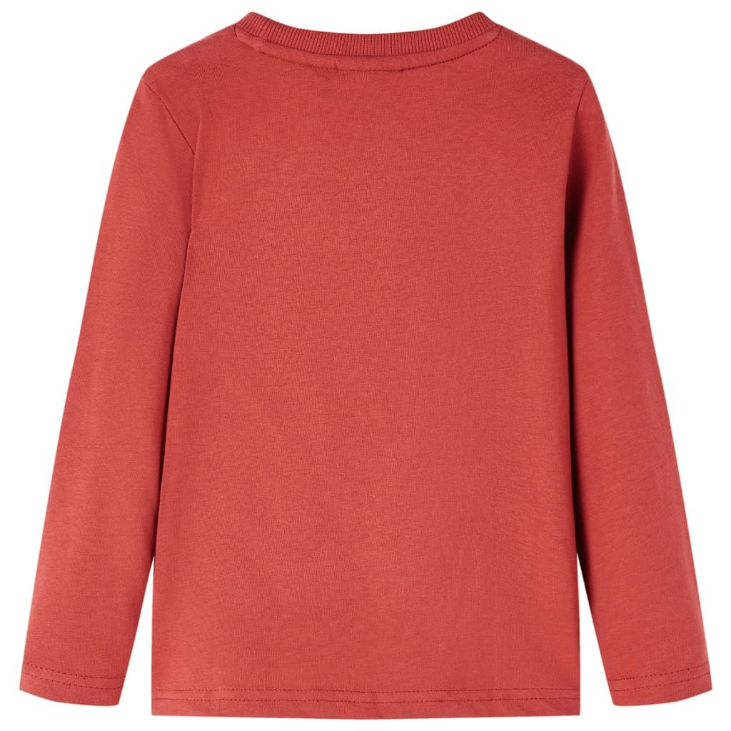 Maglietta per Bambini Maniche Lunghe Rosso Bruciato 128 vidaXL