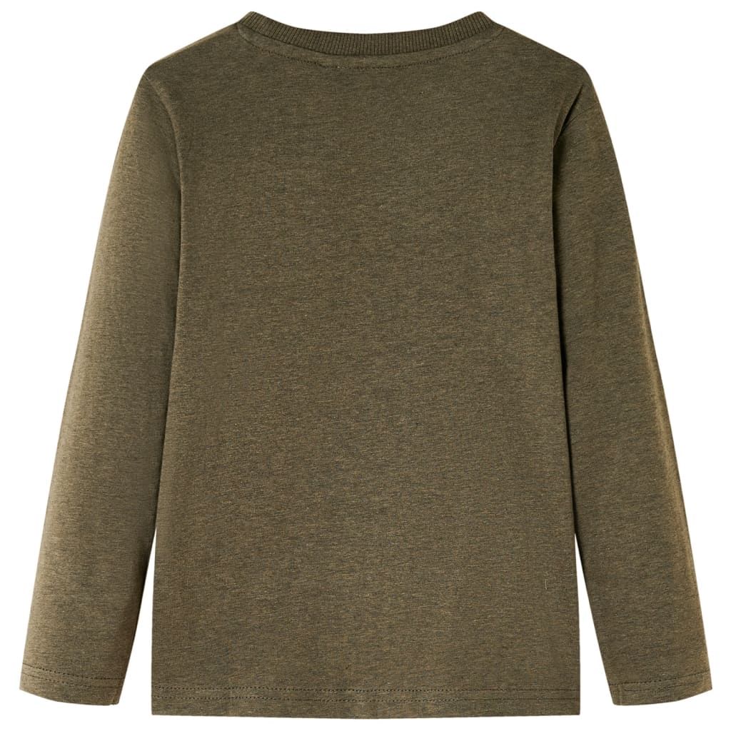 Maglietta per Bambini Maniche Lunghe Cachi Mélange 116 vidaXL