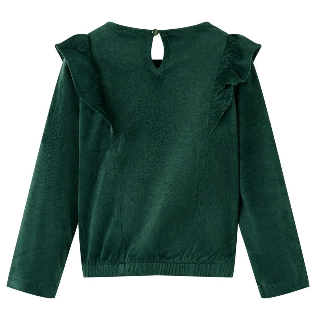 Camicetta da Bambina con Arricciature Verde Scuro 128 vidaXL
