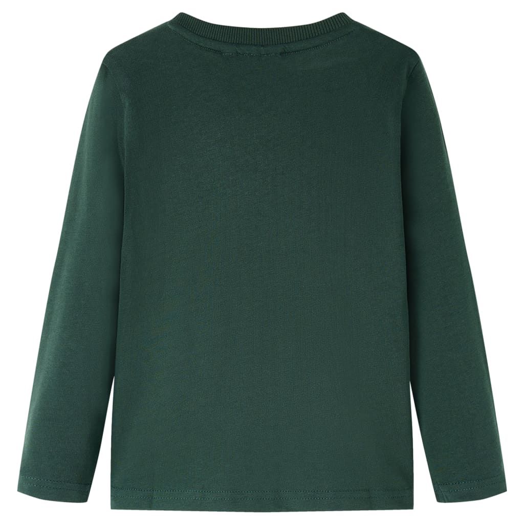 Maglietta da Bambino a Maniche Lunghe Verde Scuro 116 vidaXL