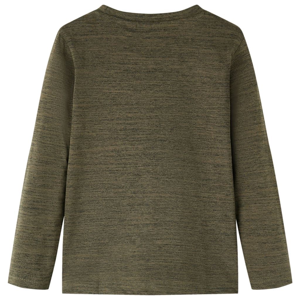 Maglietta Bambino Maniche Lunghe Cachi Scuro Mélange 128 vidaXL