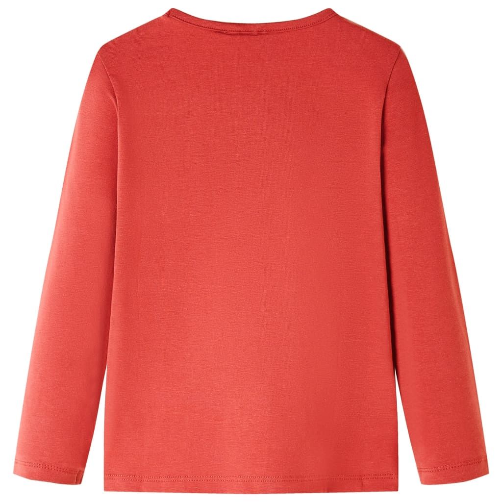 Maglietta da Bambina Maniche Lunghe Rosso Bruciato 140 vidaXL