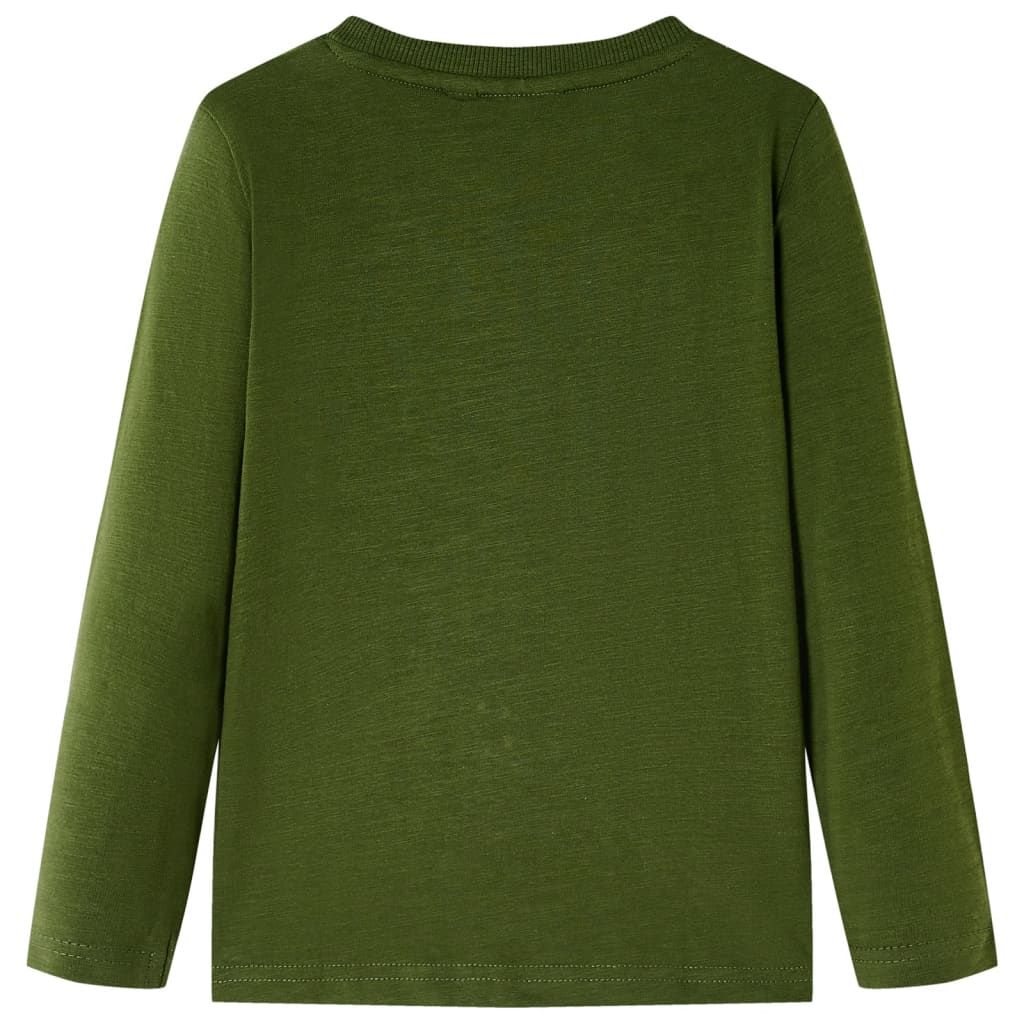 Maglietta per Bambini Maniche Lunghe Cachi Scuro 128 vidaXL