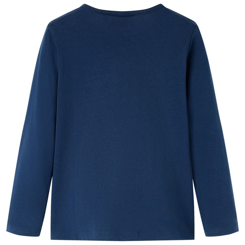 Maglietta per Bambini a Maniche Lunghe Blu Marino 116 vidaXL