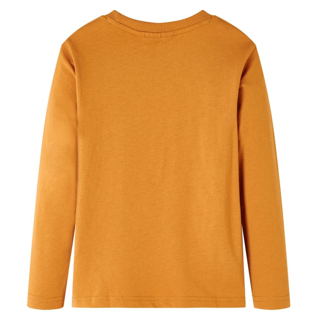 Maglietta da Bambino Maniche Lunghe Ocra Scuro 104 vidaXL