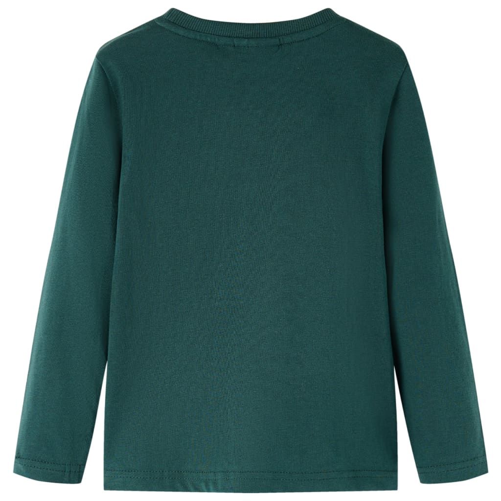 Maglietta da Bambino Maniche Lunghe Verde Scuro 128 vidaXL