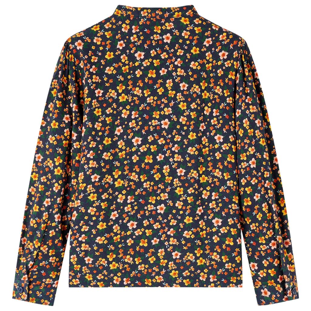 Camicia da Bambina con Colletto Fascia Blu Marino 104 vidaXL