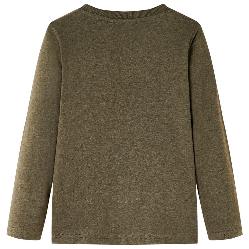 Maglietta per Bambini Maniche Lunghe Cachi Mélange 128 vidaXL
