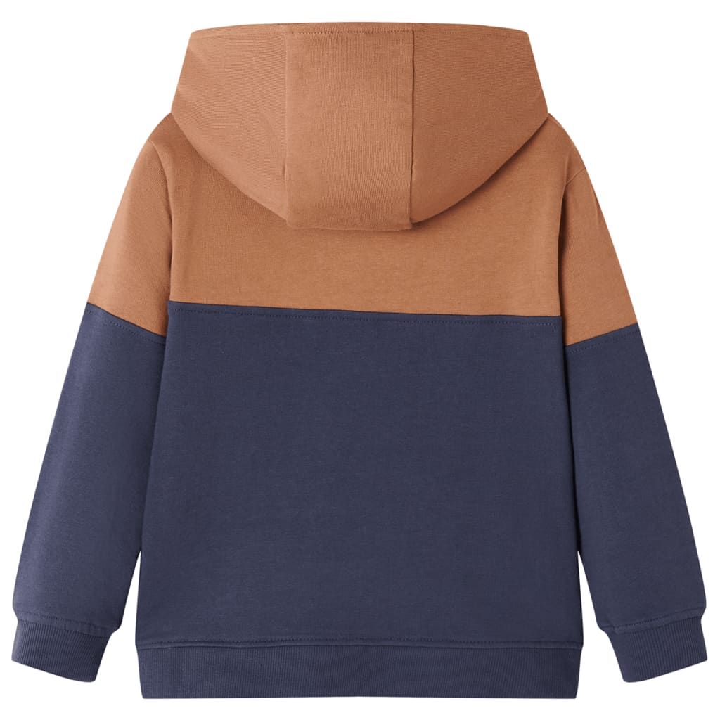 Felpa con Cappuccio e Mezza Cerniera per Bambini Antracite Cognac 104 vidaXL