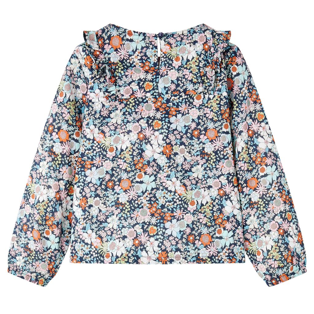 Camicia da Bambina a Maniche Lunghe Blu Scuro 128 vidaXL