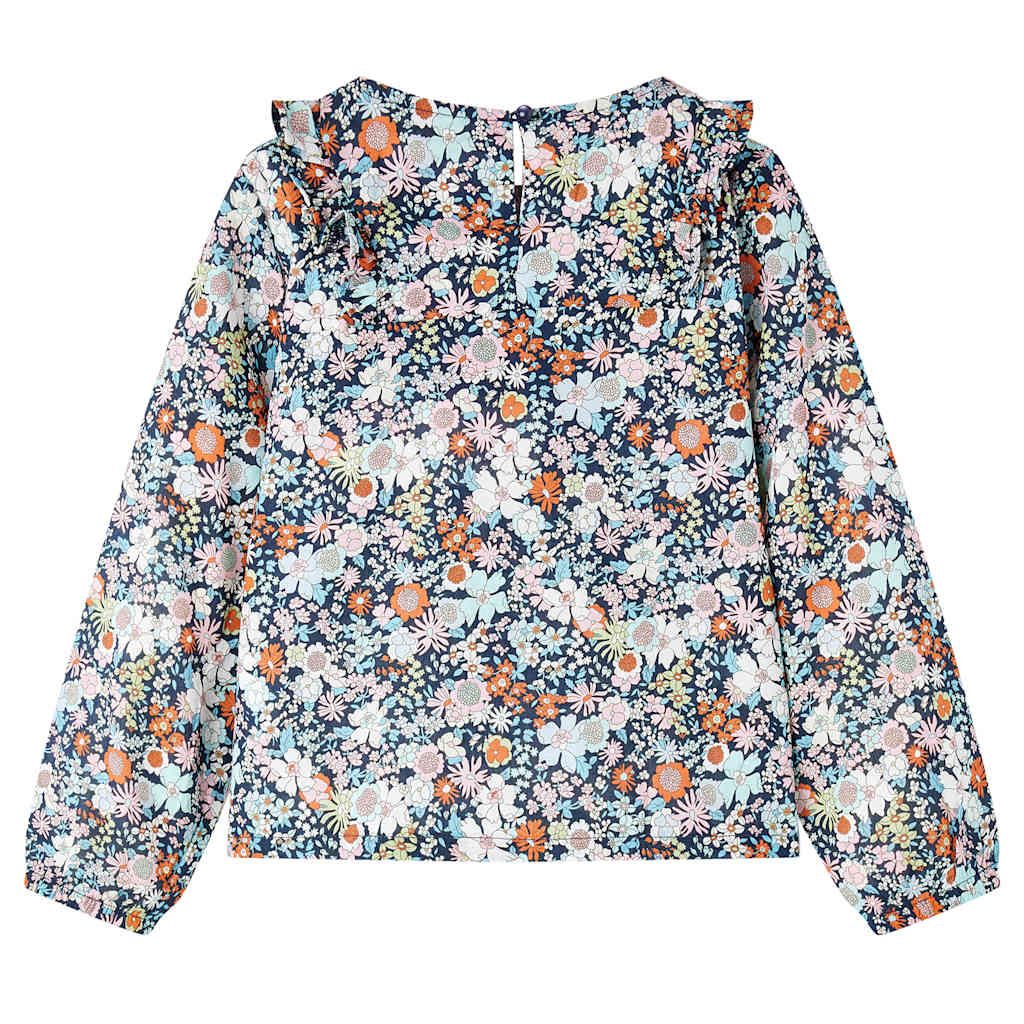 Camicia da Bambina a Maniche Lunghe Blu Scuro 104 vidaXL