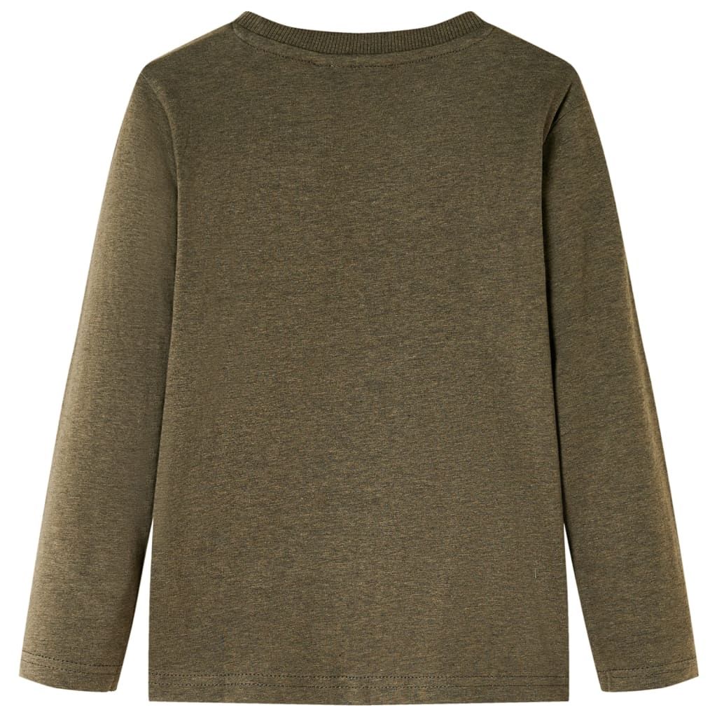 Maglietta per Bambini Maniche Lunghe Cachi Mélange 104 vidaXL