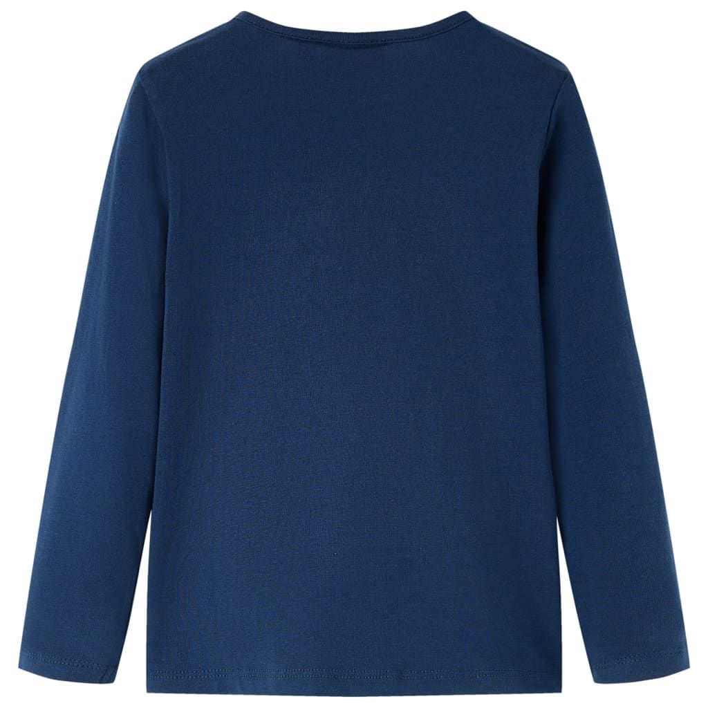 Maglietta per Bambini a Maniche Lunghe Blu Marino 128 vidaXL