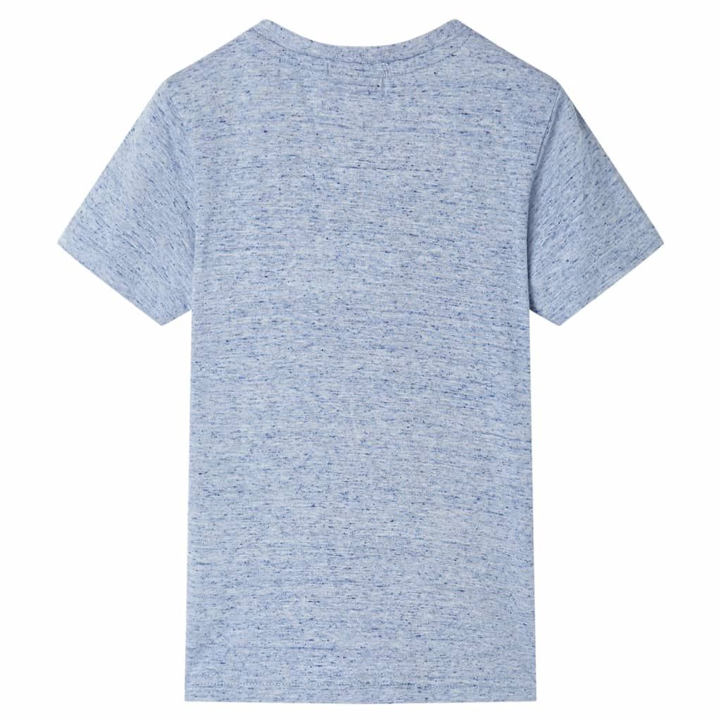 Maglietta da Bambino a Maniche Corte Blu Mélange 128 vidaXL