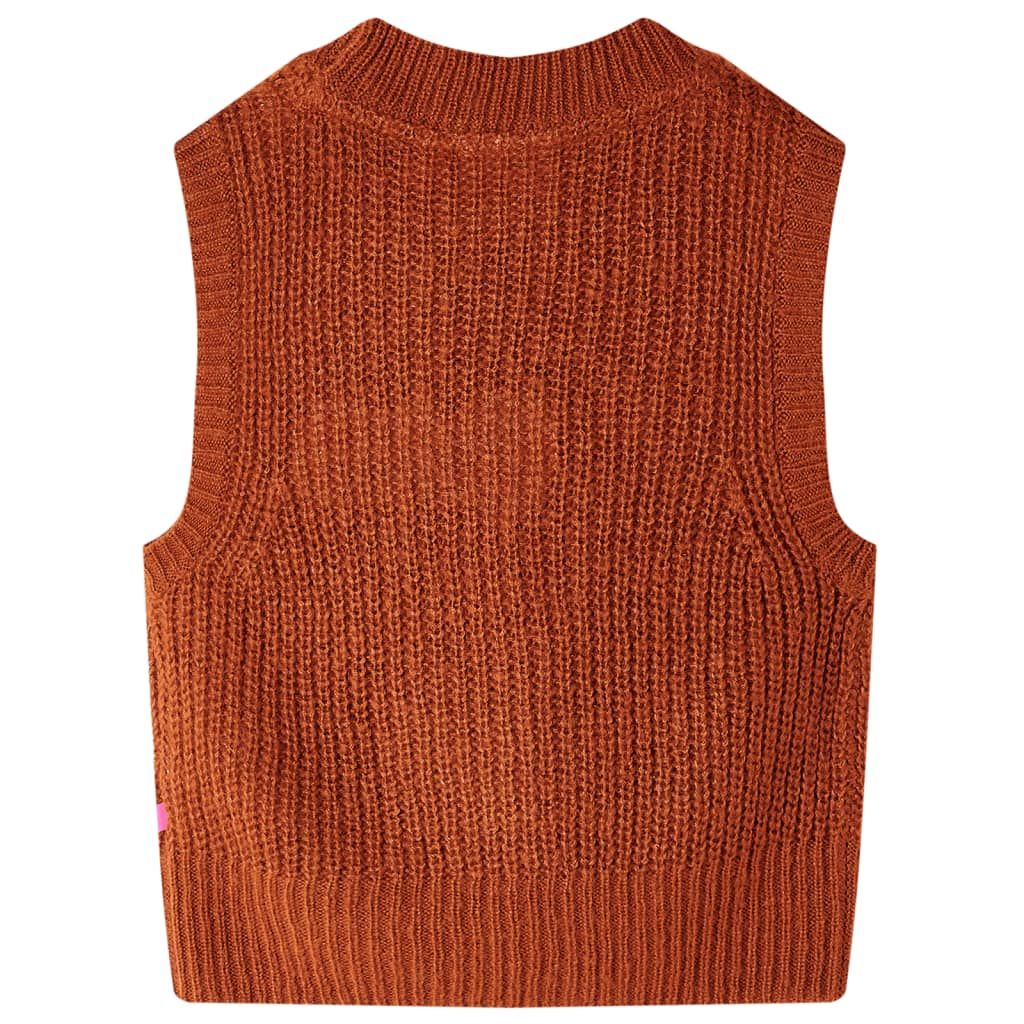 Gilet per Bambini Lavorato a Maglia Cognac 92 vidaXL